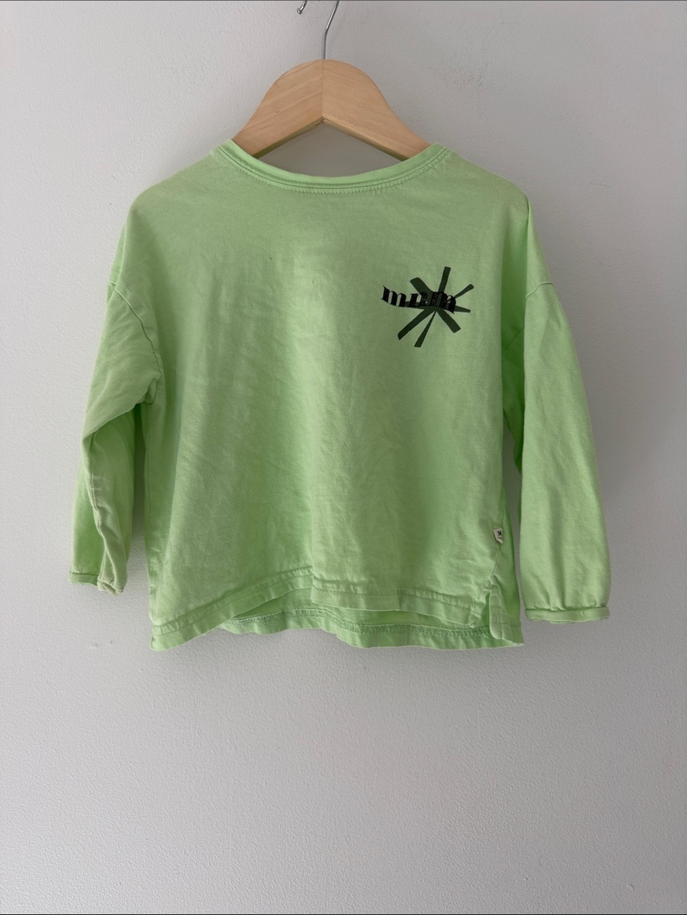Minimal Kids Long-Sleeve Graphic Tee in Light Neon Green 3 Years